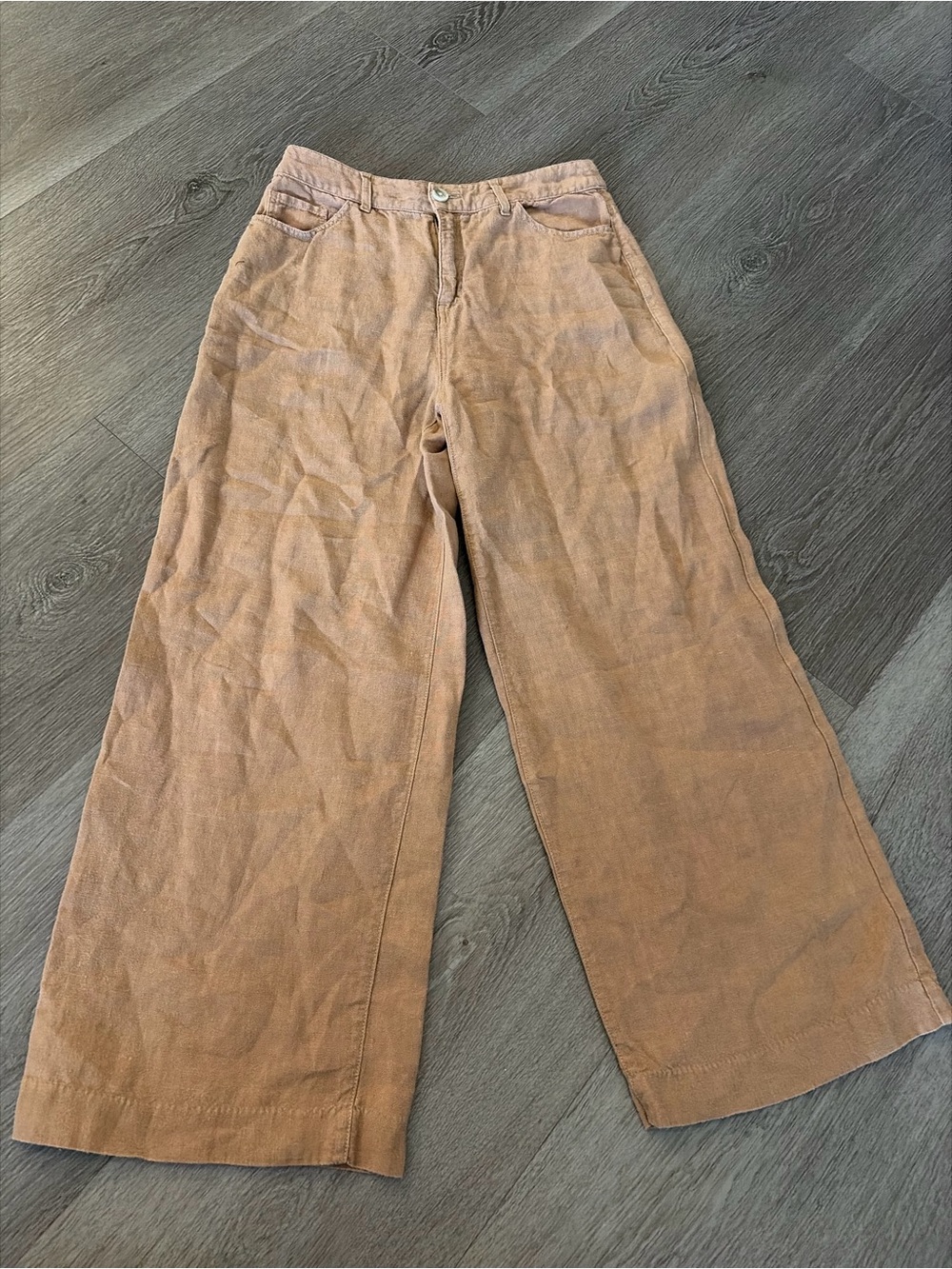 Tristan tan wide leg linen High-Waist Pants